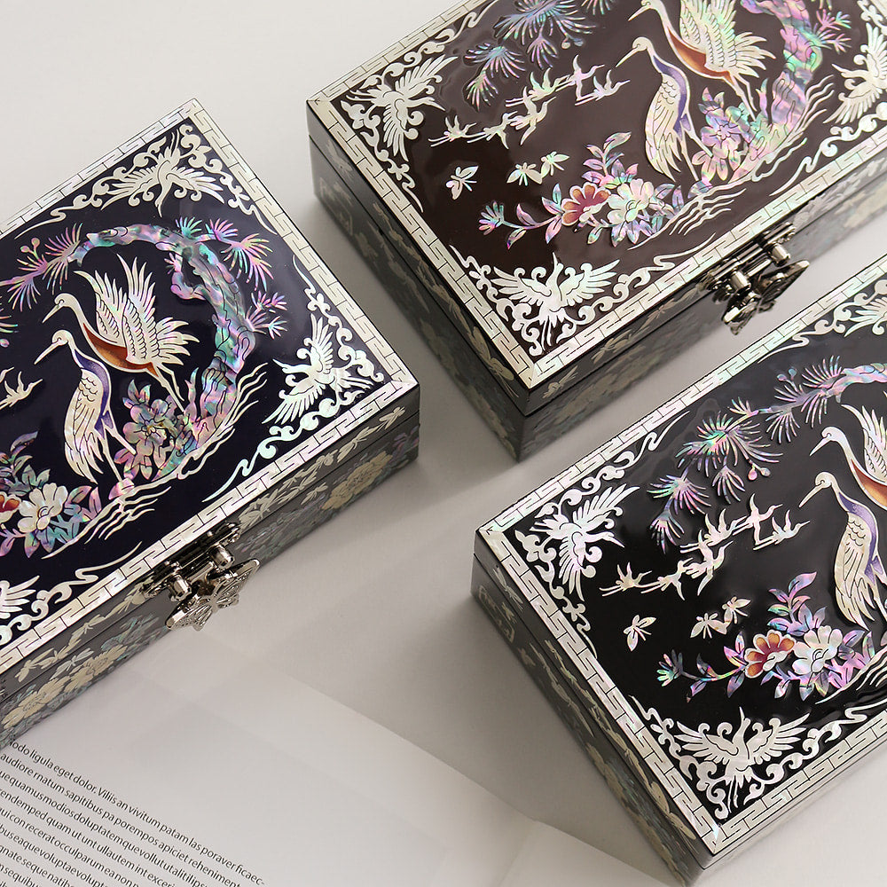 Najeon Mother-of-Pearl Jewelry Box - Crane & Pine 14cm - view 7