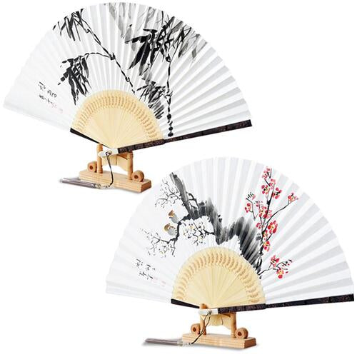 Korean Folding Fan - Plum Blossom, Black - view 8
