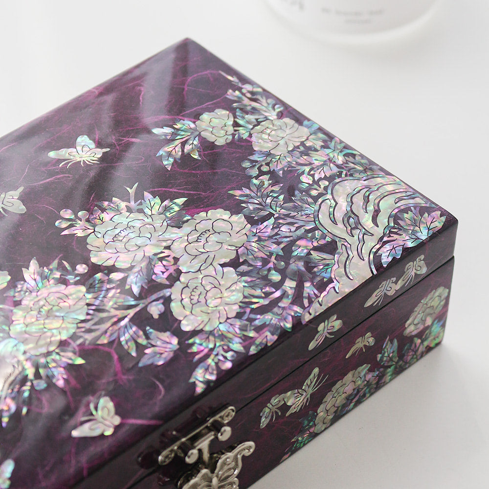 Najeon Mother-of-Pearl Jewelry Box - Peony, 1 - Tier, Large - view 2