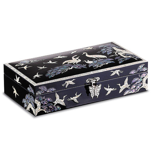 Najeon Mother-of-Pearl Jewelry Box - Crane & Pine, Black, 1 - Tier (by Oh Myung - ho) - view 6
