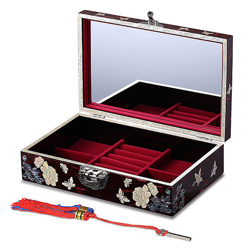 Najeon Mother-of-Pearl Jewelry Box - Peony, Red, 1 - Tier (by Oh Myung - ho) - view 4