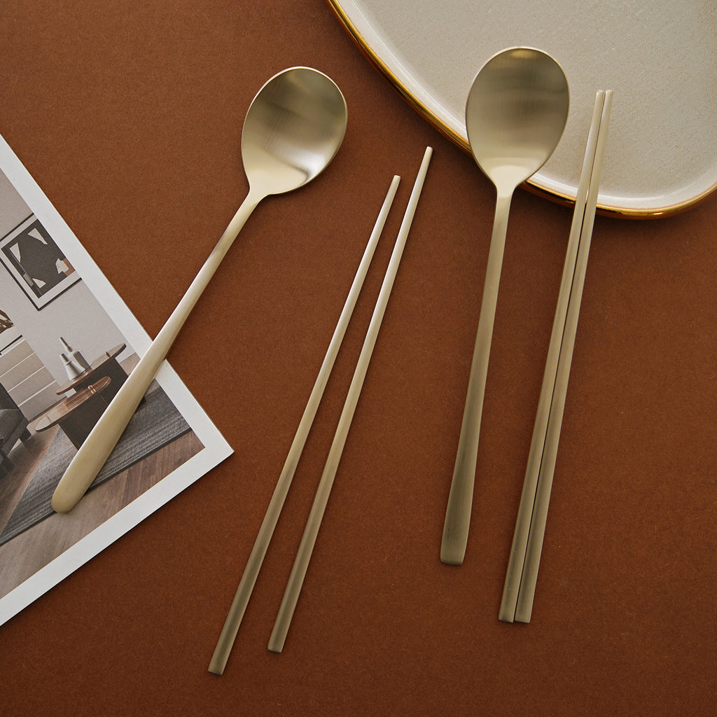 Notdam Bangjja Brass Spoon and Chopstick Set for 2 - view 5
