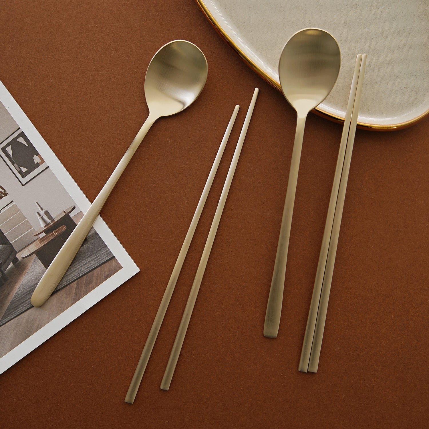 Notdam Bangjja Brass Spoon and Chopstick Set for 2 - view 5