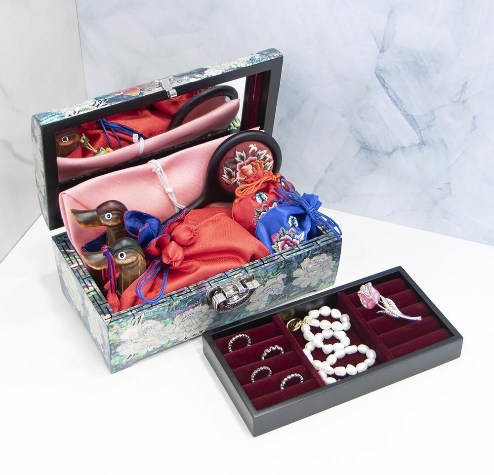 Najeon Mother-of-Pearl Jewelry Box - Peony, Black (II) - view 5