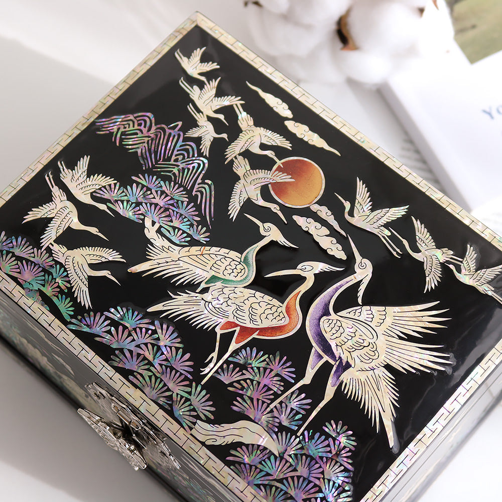 Najeon Mother-of-Pearl Jewelry Box - Crane & Pine, Black (II) - view 4