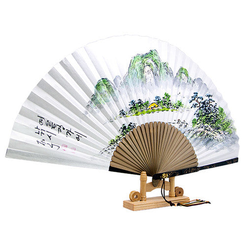 Korean Folding Fan - Landscape, Jade (II) - view 4