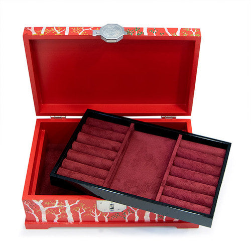 Najeon Mother-of-Pearl Jewelry Box - Red, 2 - Tier - view 8