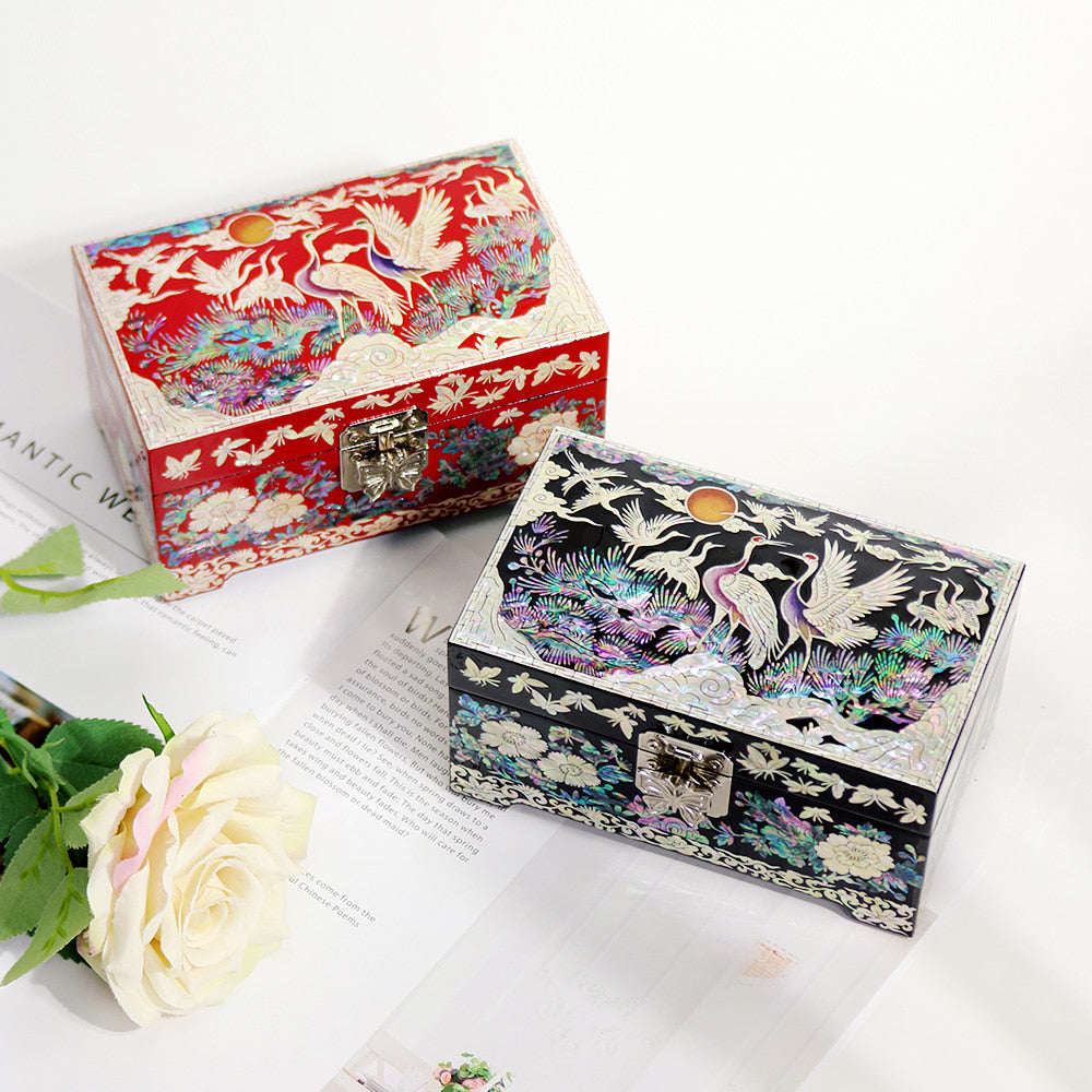 Najeon Mother-of-Pearl Jewelry Box - Crane & Pine, Small (by Kim Young - man) - view 2