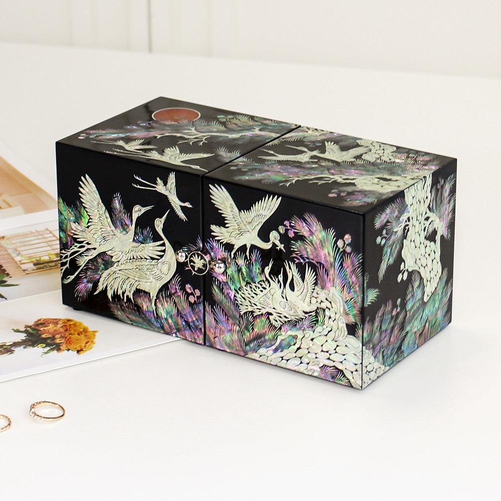 Najeon Mother-of-Pearl Twin-Lid Box — Crane & Pine (XL)