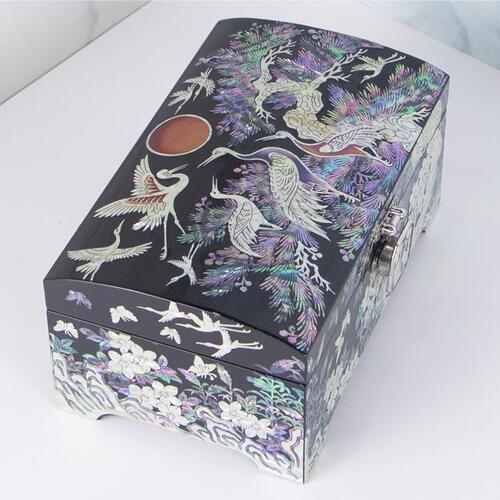 Najeon Mother-of-Pearl Jewelry Box - Pine, Black, 2 - Tier - view 7