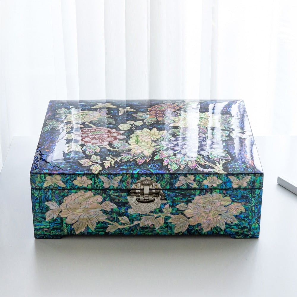 Najeon Mother-of-Pearl Jewelry Box - Peony 34cm
