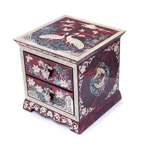 Korean Jewelry Box - Crane & Pine, Red (by Oh Myung - ho) - view 4