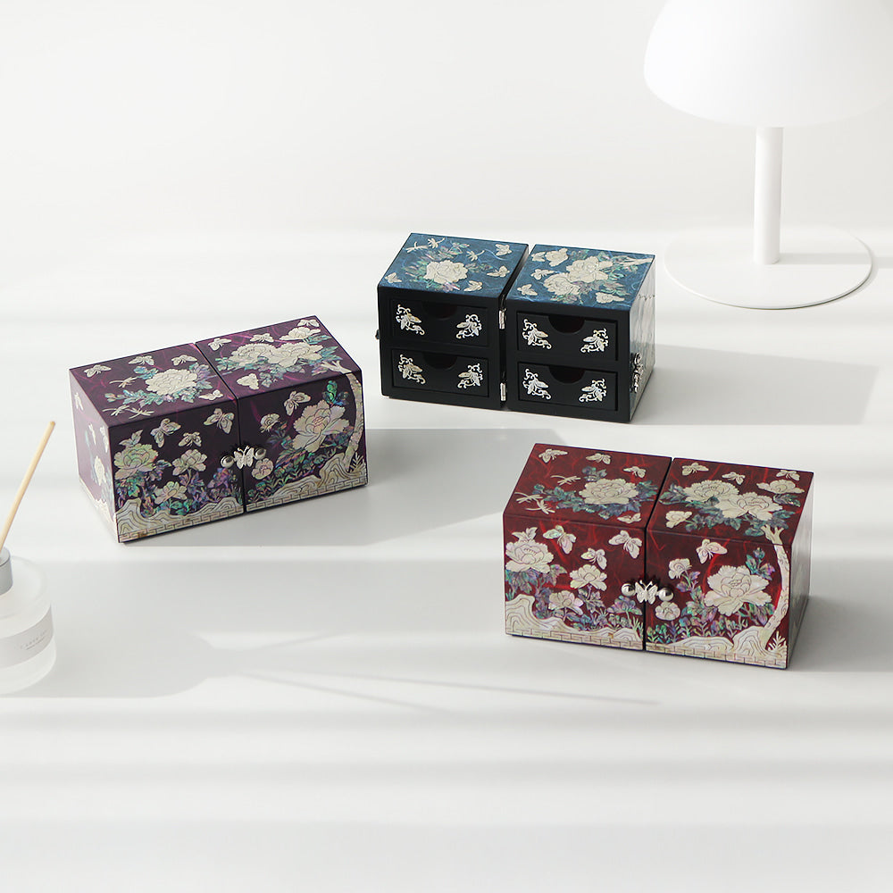 Najeon Mother-of-Pearl Jewelry Box - Peony, Purple, Medium - view 7