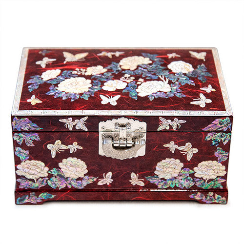 Najeon Mother-of-Pearl Jewelry Box - Peony, Red, 2 - Tier (by Oh Myung - ho) - view 5
