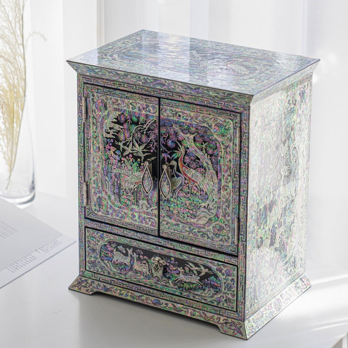 Najeon Mother-of-Pearl Jewelry Box - Crane & Pine (X)
