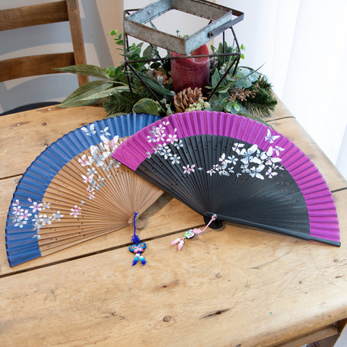 Korean Silk Folding Fan - Magenta - view 7