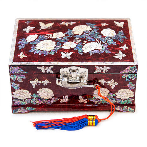 Najeon Mother-of-Pearl Jewelry Box - Peony, Red, 2 - Tier (by Oh Myung - ho) - view 8