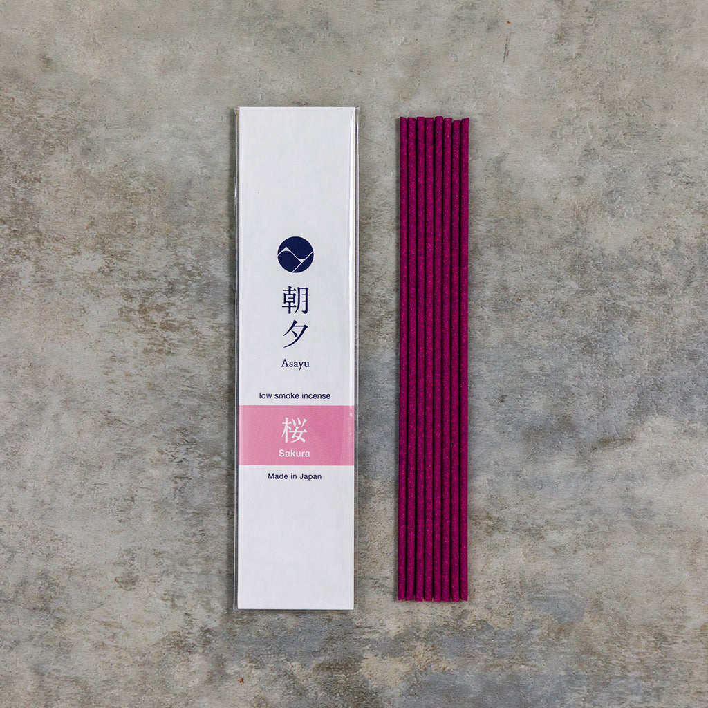 Asayu Japan Flower Incense Sticks Assortment, Set of 5 Scents: Wagiku, Plum, Rose, Jasmine, Sakura