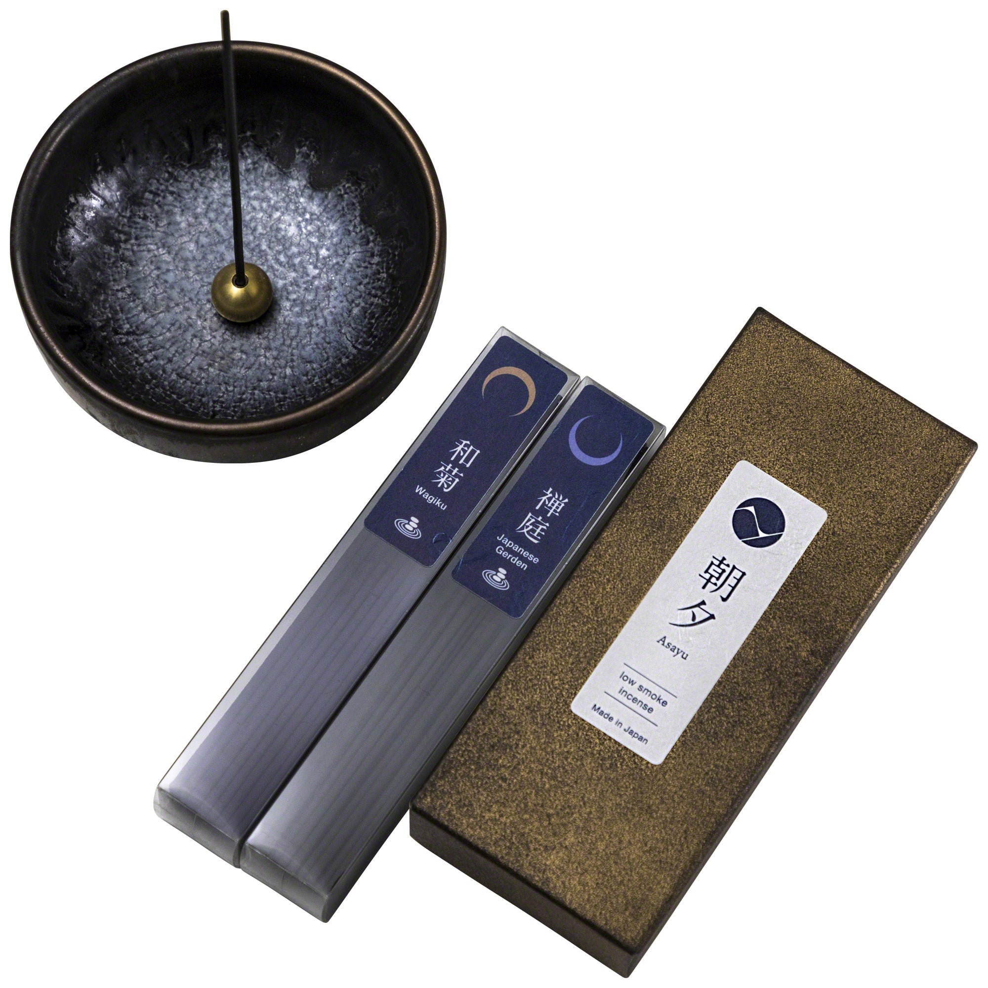 Asayu Japan Low Smoke Incense Gift Set with Japanese Incense Zen Set and Zen Incense Holder