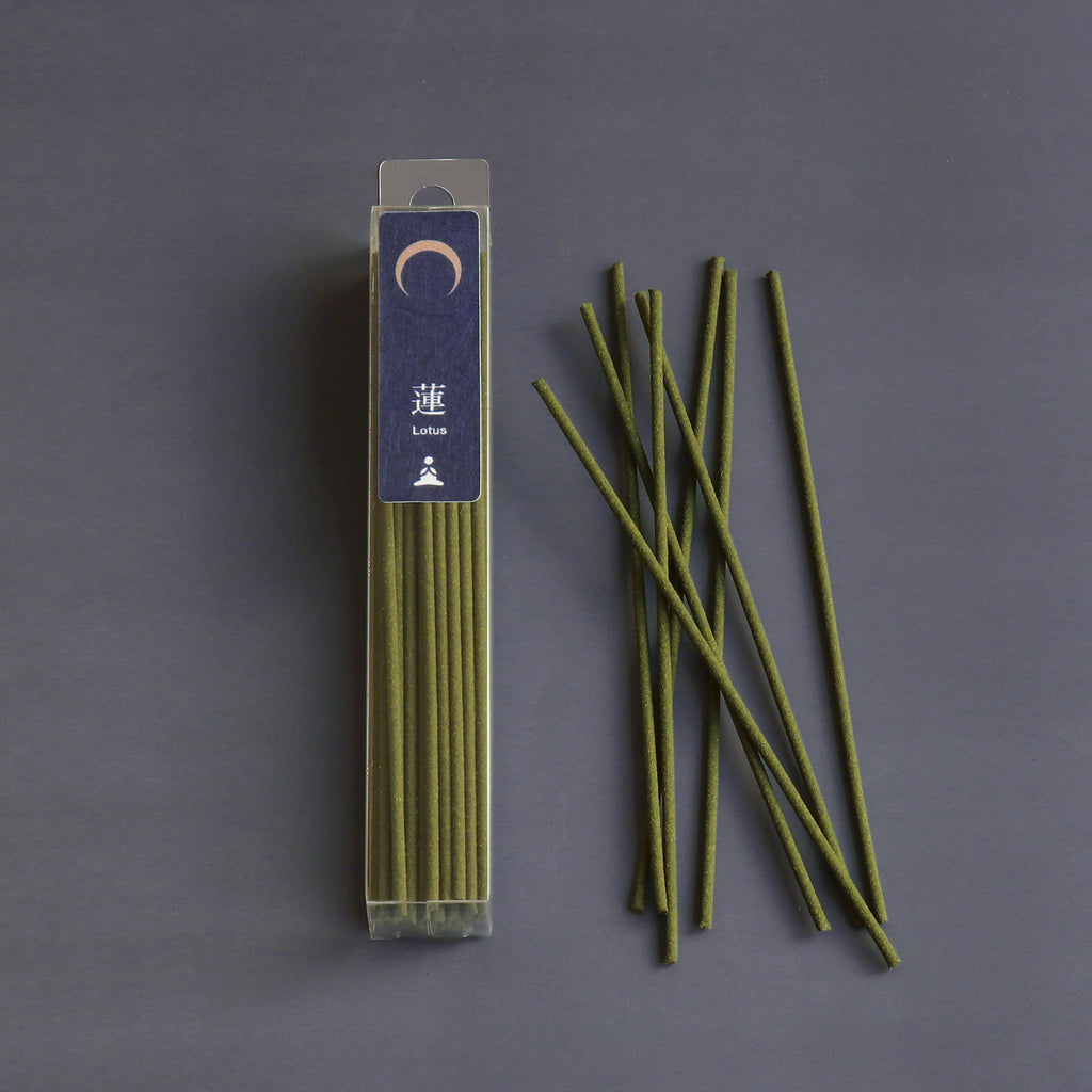 Asayu Japan Low Smoke Incense Gift Set Yoga; Lotus & Sandalwood Incense with Navy Blue Lotus Incense Holder