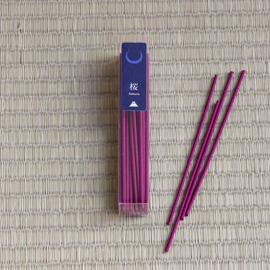 Asayu Japan Low Smoke Incense Gift Set Japan: Sakura & Green Tea with White Lotus Incense Holder