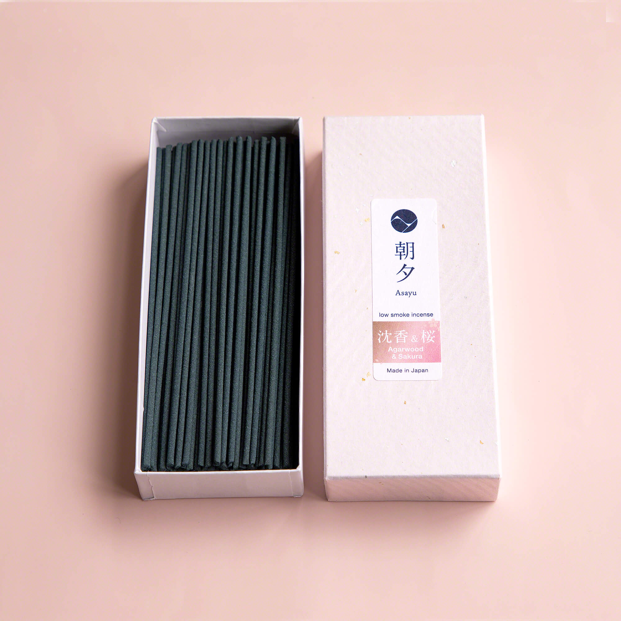 Asayu Japan Premium Sakura Cherry Blossom and Agarwood Low Smoke Incense Sticks 40g
