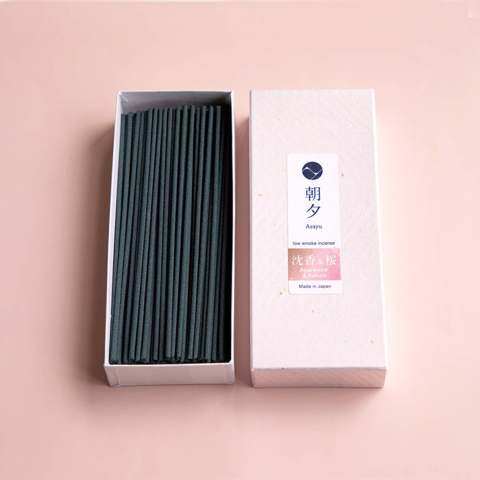 Asayu Japan Premium Sakura Cherry Blossom and Agarwood Low Smoke Incense Sticks 40g