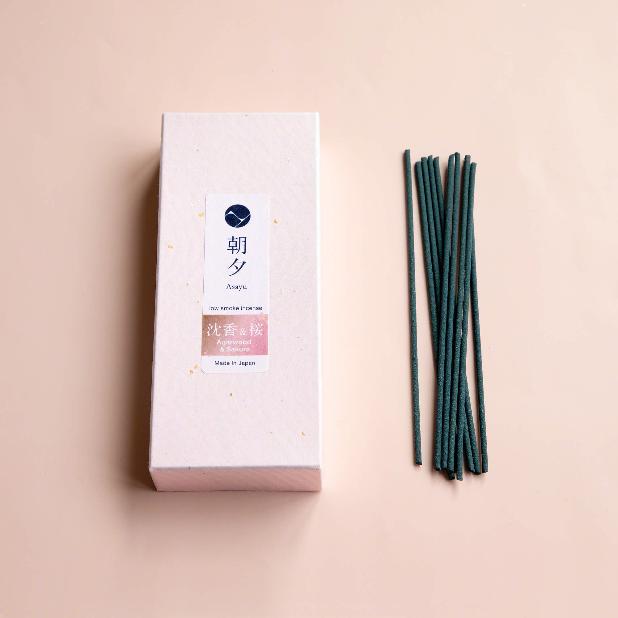 Asayu Japan Premium Sakura Cherry Blossom and Agarwood Low Smoke Incense Sticks 40g