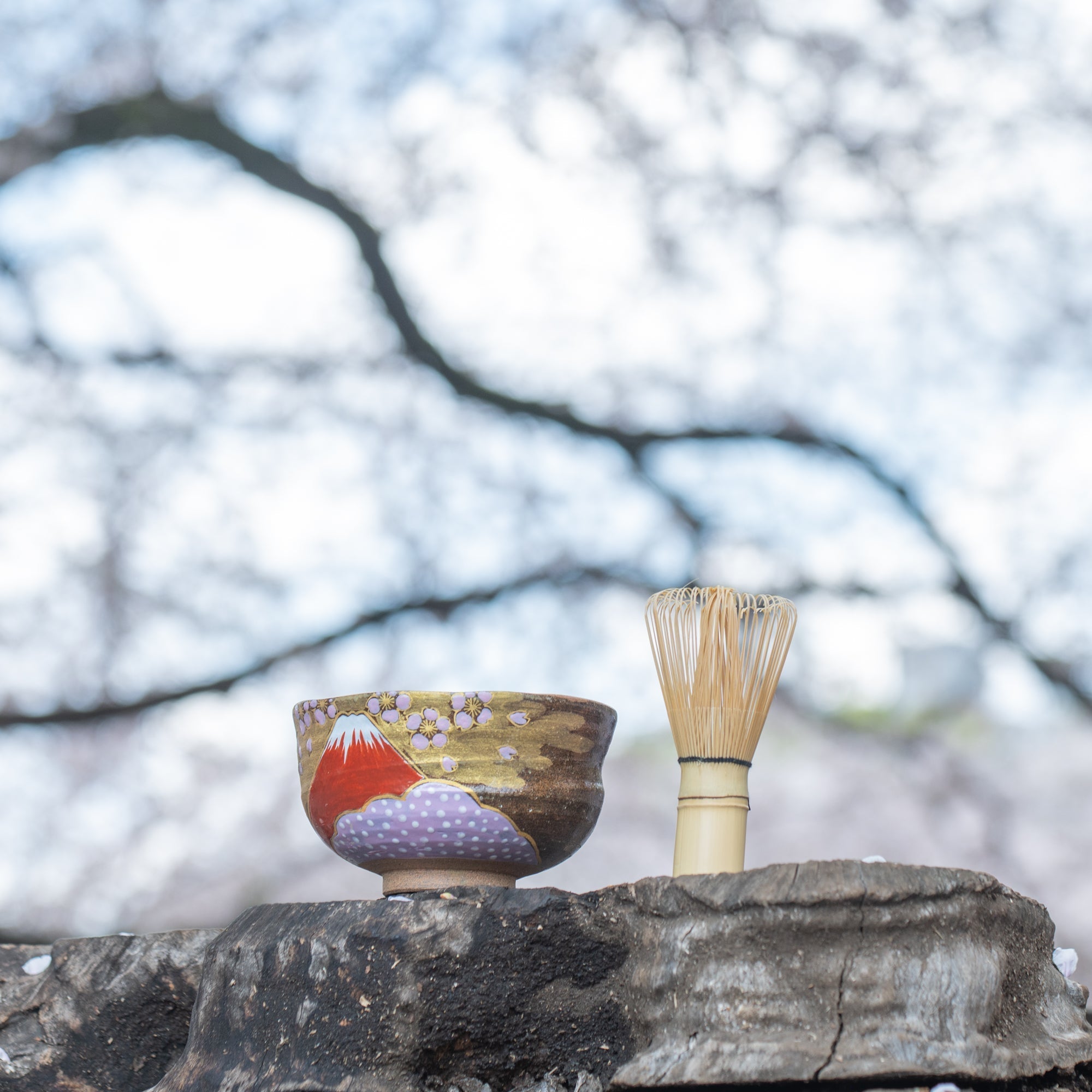 Musubi Kiln Sakura and Mt.Fuji Matcha Bowl
