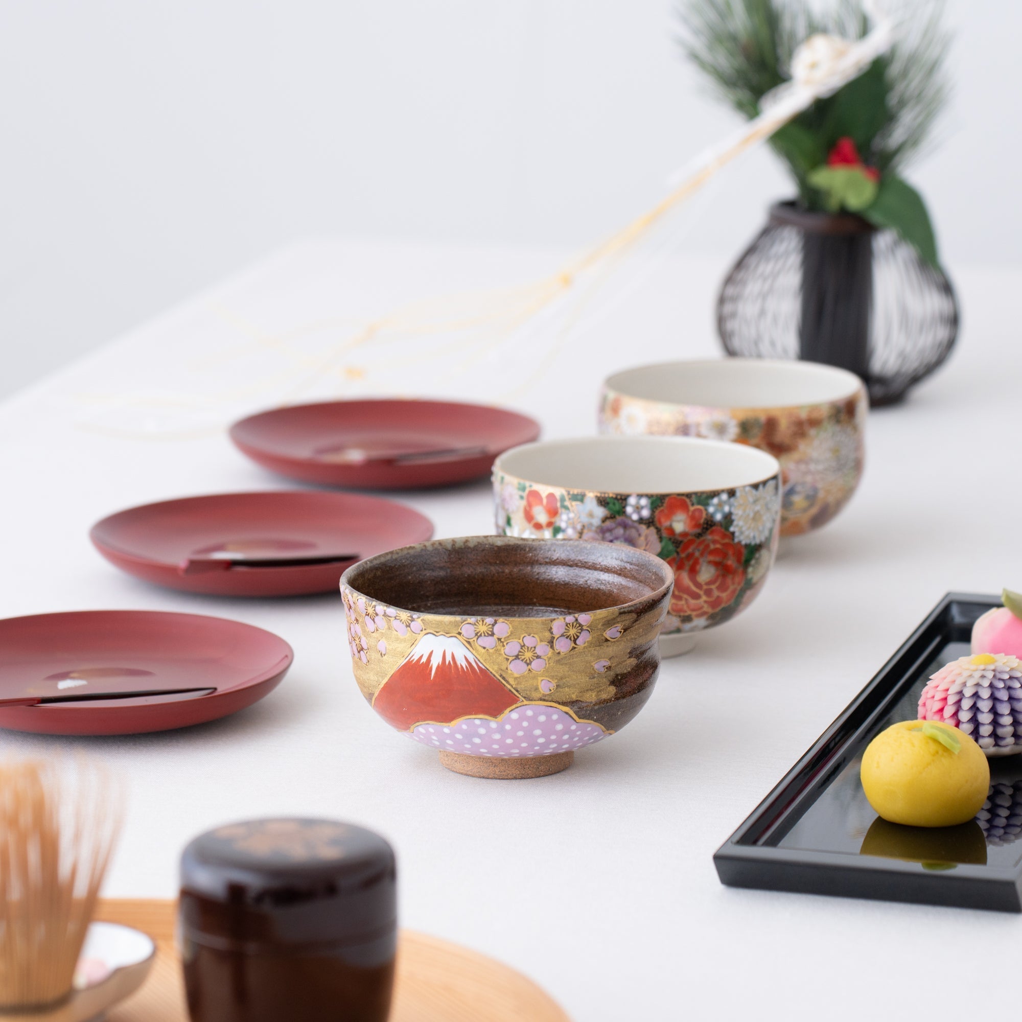 Musubi Kiln Sakura and Mt.Fuji Matcha Bowl