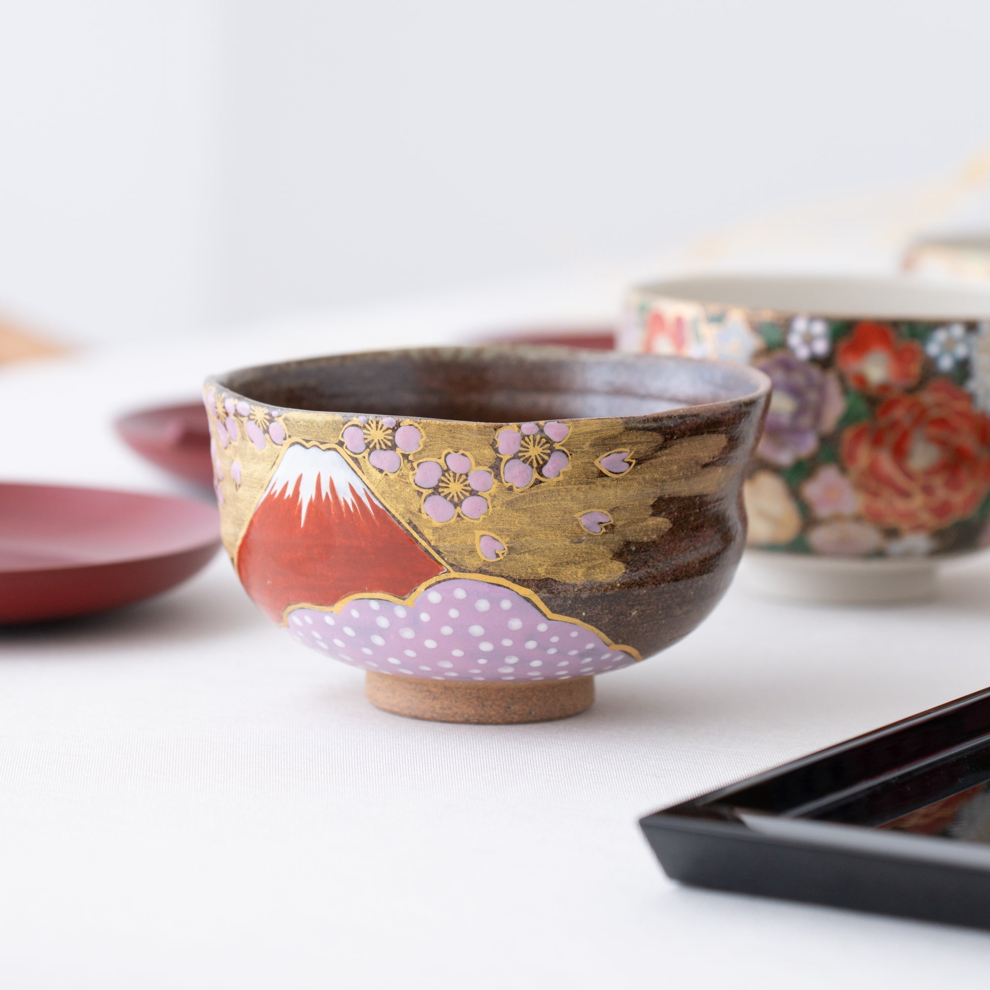 Musubi Kiln Sakura and Mt.Fuji Matcha Bowl