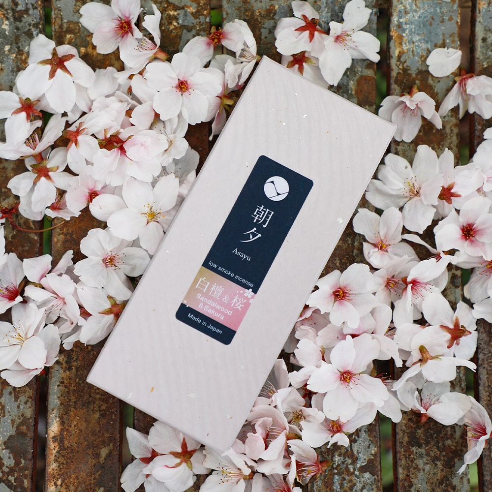 Asayu Japan Premium Sakura Cherry Blossom and Sandalwood Low Smoke Incense Sticks 40g