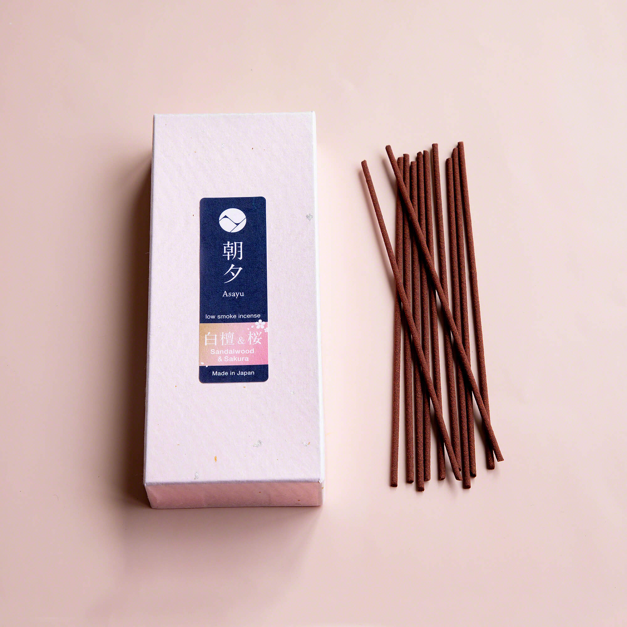 Asayu Japan Premium Sakura Cherry Blossom and Sandalwood Low Smoke Incense Sticks 40g
