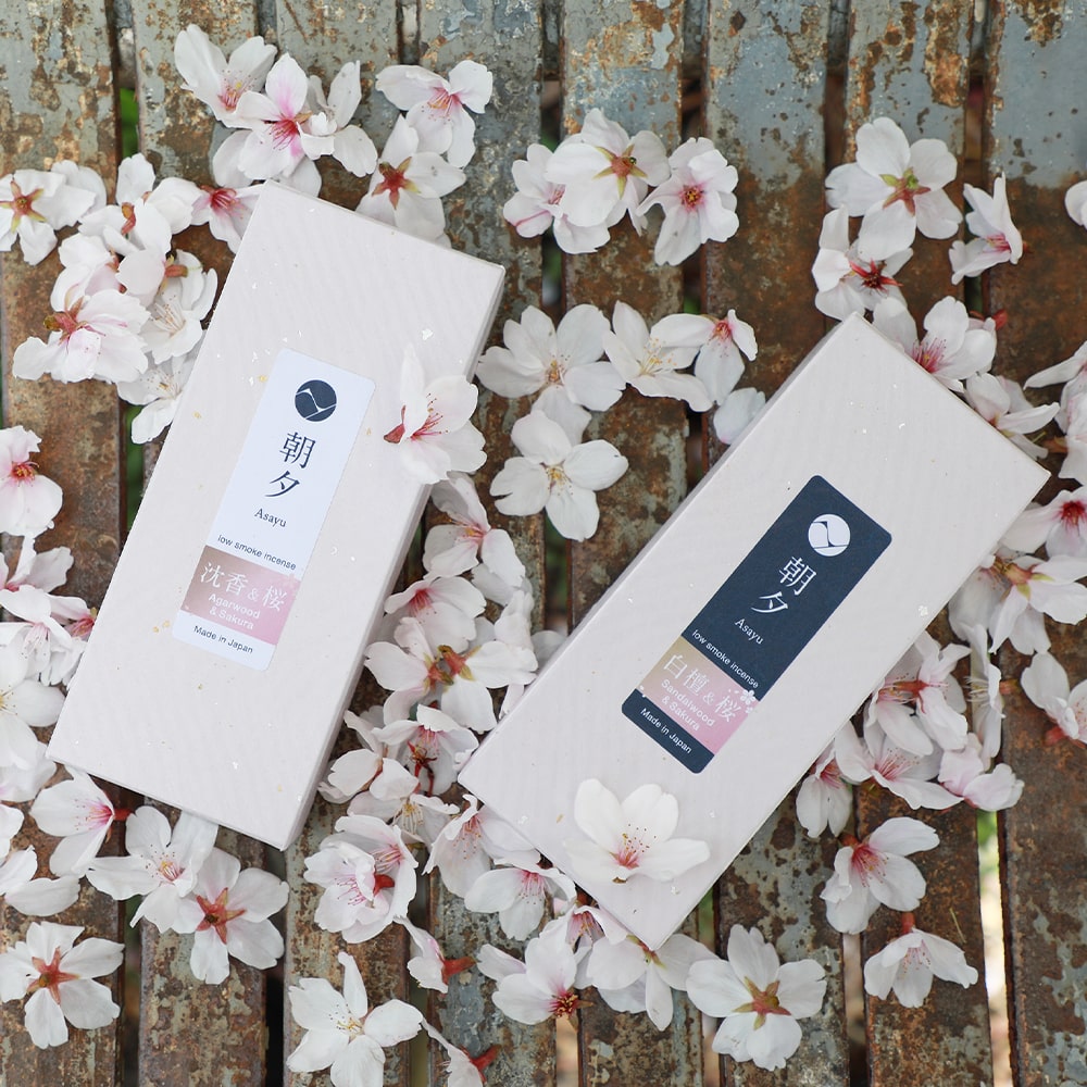 Asayu Japan Premium Sakura Cherry Blossom and Sandalwood Low Smoke Incense Sticks 40g