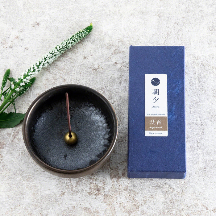 Asayu Japan Low Smoke Incense Gift Set: Agarwood Incense Sticks + Zen Incense Holder