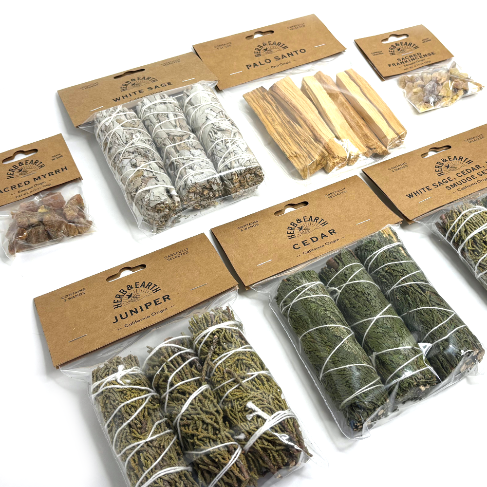 Nippon Kodo HERB & EARTH - White Sage, Cedar, Juniper Smudge Set 3pcs