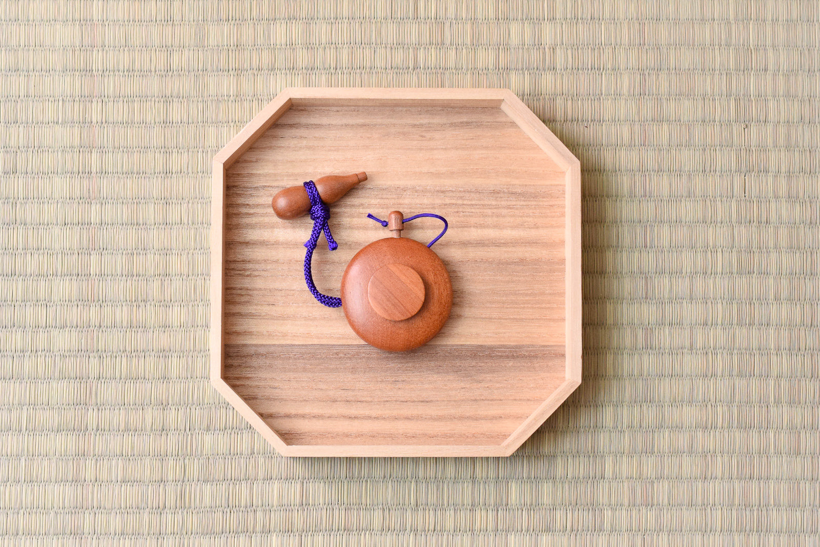 Juttoku Cherry Wood Powder Incense Container - Large